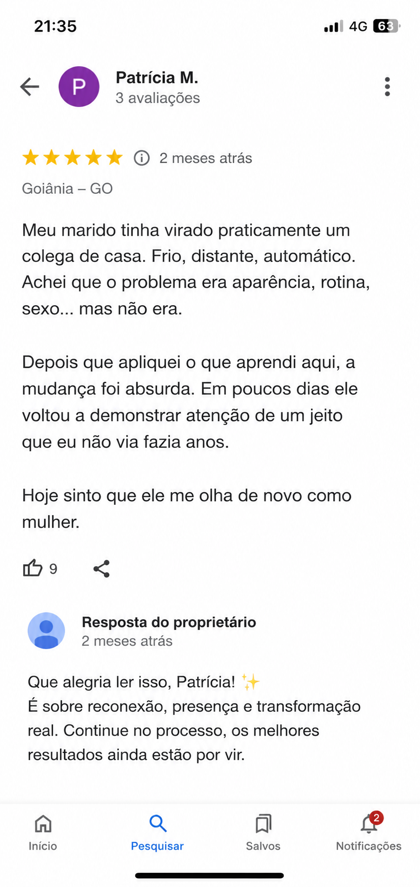Print de depoimento 1